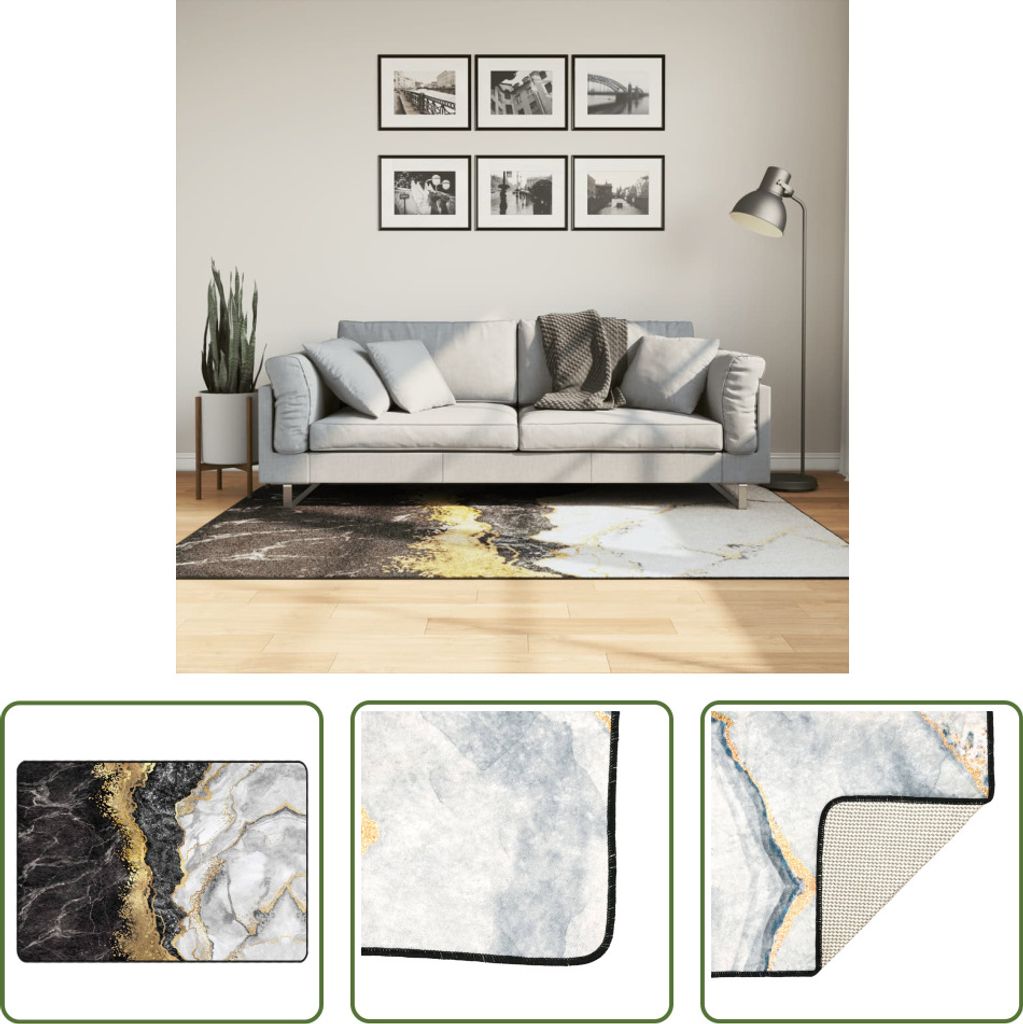 The Living Store Teppich Waschbar Mehrfarbig 120x180 cm Rutschfest