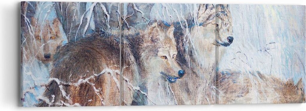 Bild auf Leinwand - Leinwandbild - Wolf Tier Wald - 90x30cm - Wand Bild - Wanddeko - Wandbilder - Leinwanddruck - Bilder - Kunstdruck - Wanddekorat...