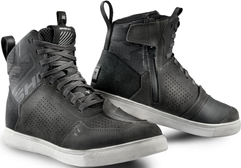 SHIMA Rebel Vented 2.0 perforierte Motorrad Schuhe, dunkelgrau, 47