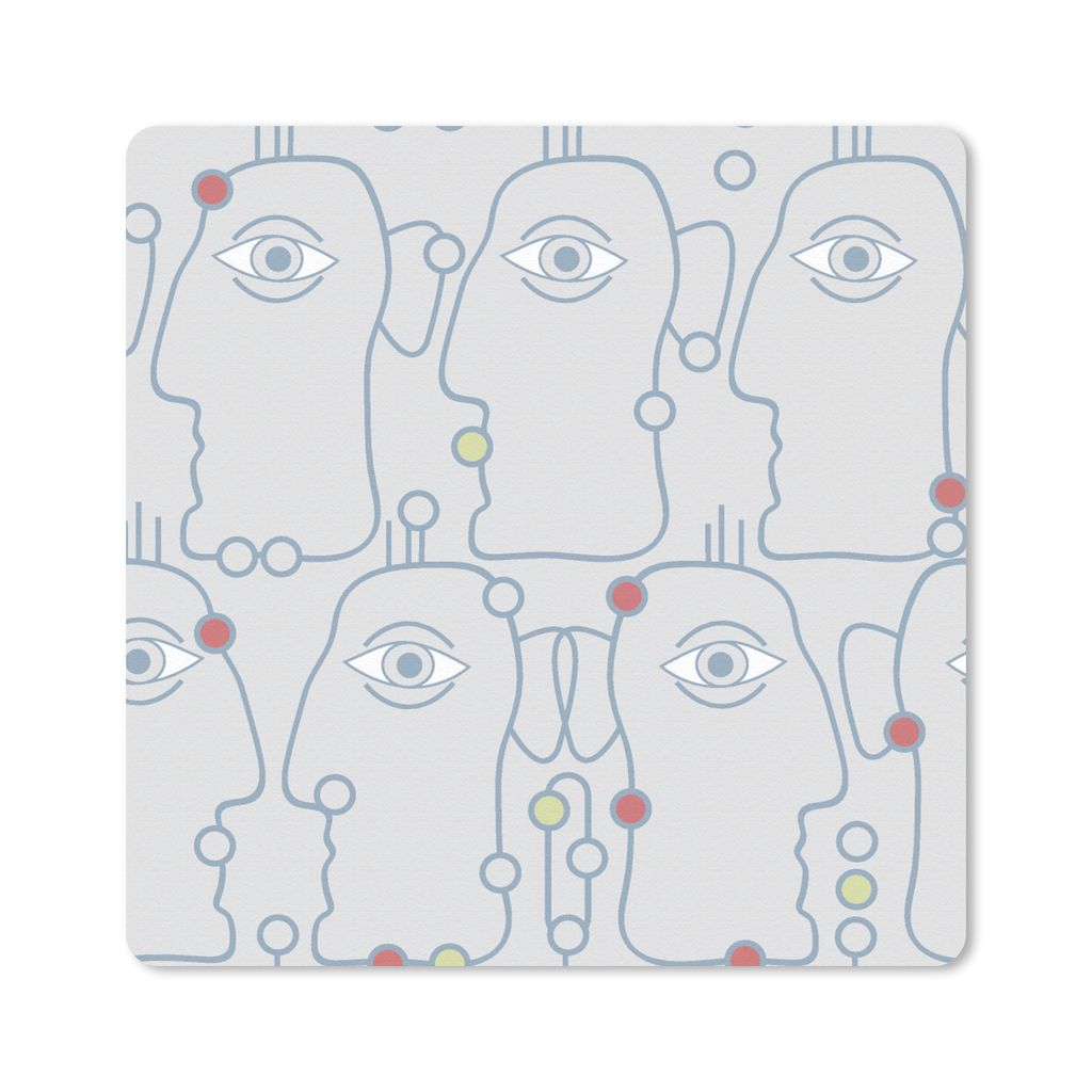 MuchoWow Mauspad Mousepad Strichzeichnung - Gesicht - Muster 30x30 cm - Mousepads - Maus Mat - Pad - Mausunterlage - Gaming