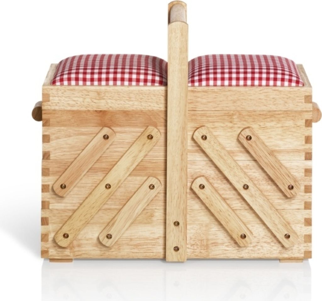 Valigetta da cucito pieghevole in legno con rivestimento in Immagine del prodotto 