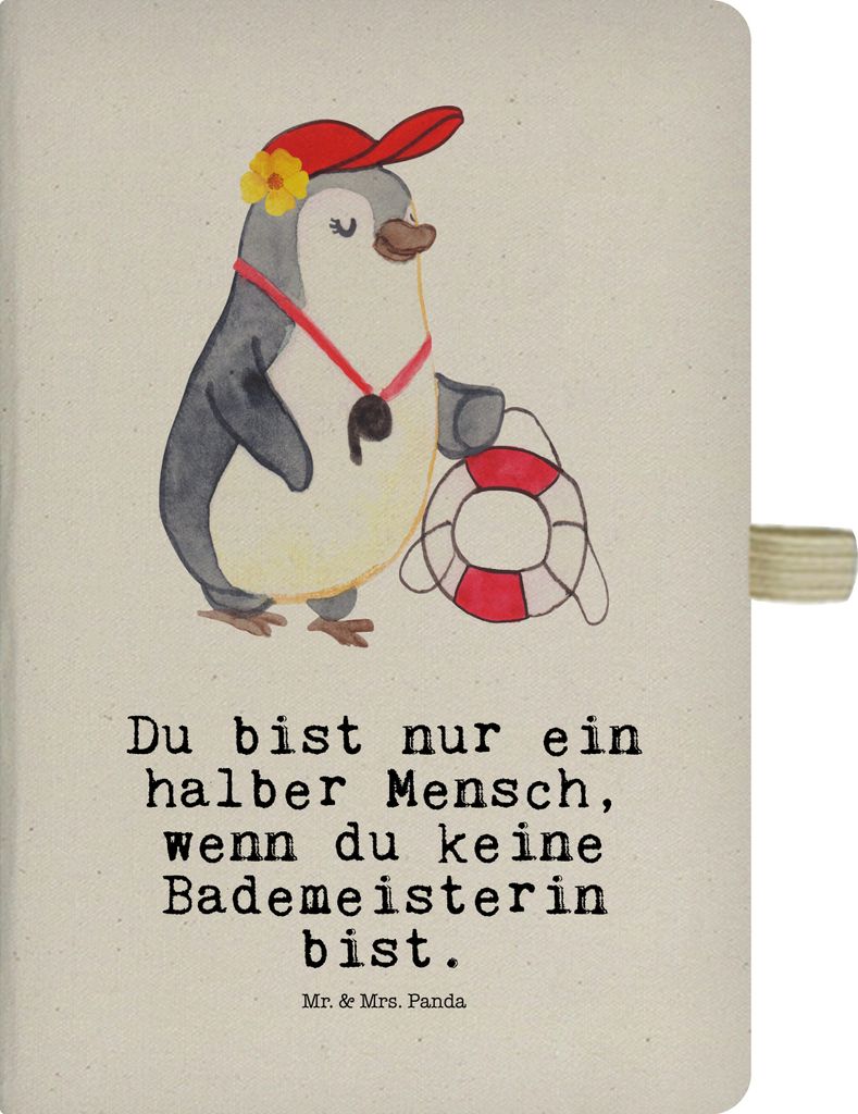 Mr. & Mrs. Panda Tagebuch Bademeisterin Herz - Transparent - Geschenk, Spruch, Schwimmbad, Freibad, Notizbuch A5, Beruf, Journal, Reisetagebuch, Kl...