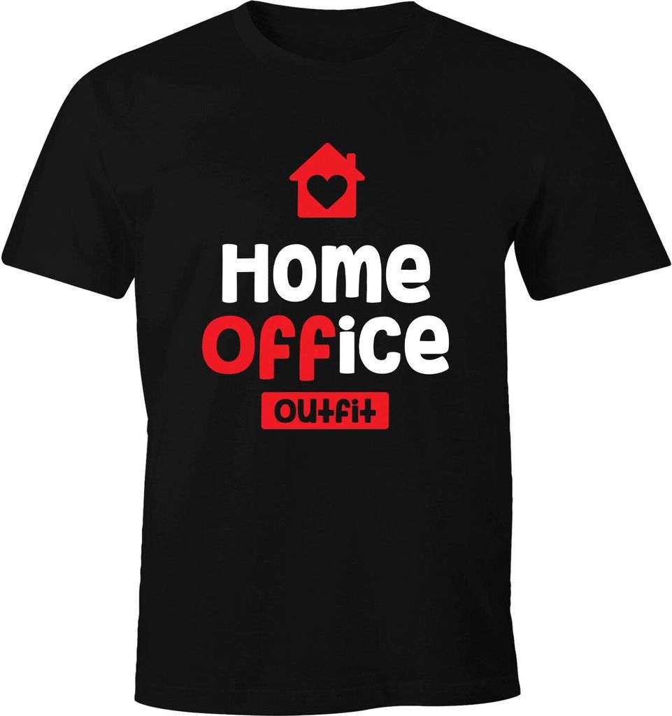 Herren T-Shirt Aufdruck Home-Office Outfit Arbeit zuhause Fun-Shirt Büro Spruch lustig Moonworks schwarz XXL