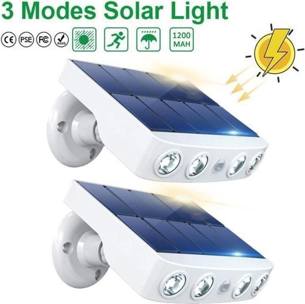 Solarleuchten fš¹r den Au?enbereich, 2er-Set mit Bewegungssensor und 3 Modi, fš¹r Garten, Garage, Terrasse, Wei?