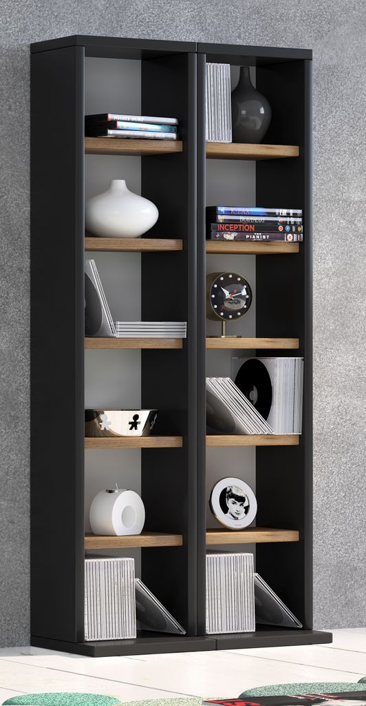 VCM Holz CD DVD Stand Regal | CD Regal mit Platz für 204 CDs oder 72 DVDs oder 40-Videos | Maße: H. 92 x B. 42 x T. 20 cm | Elegantes CD/DVD Rega...