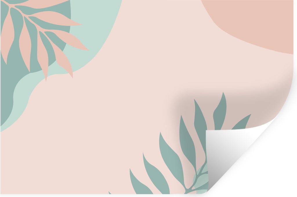MuchoWow Wandtattoo Wandsticker Wandaufkleber Sommer - Blätter - Rosa - Türkis 60x40 cm Selbstklebend und Repositionierbar - Wierderverwendbar ...