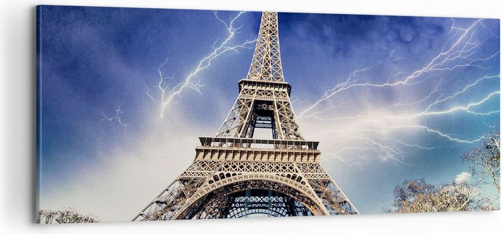 Bild auf Leinwand - Leinwandbild - Eiffle Paris Turm - 100x40cm - Wand Bild - Wanddeko - Wandbilder - Leinwanddruck - Bilder - Kunstdruck - Wanddek...