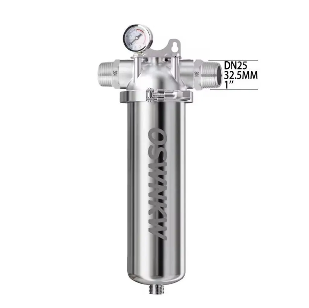 Pré-filtre de sédiments domestique avec manomètre et tamis inox 316L