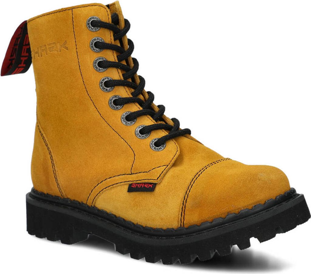 NAGABA Stiefel Damen Herren Springerstiefel 8-Loch - Leder - Gelb - 36