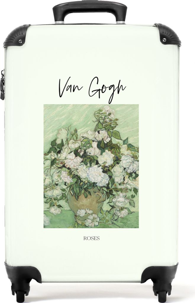 NoBoringSuitcases.com Koffer Handgepäck Trolley Rollkoffer Kleine Reisekoffer mit 4 Rollen - Kunst - Van Gogh - Blumen - Grün - Alte Meister - ...