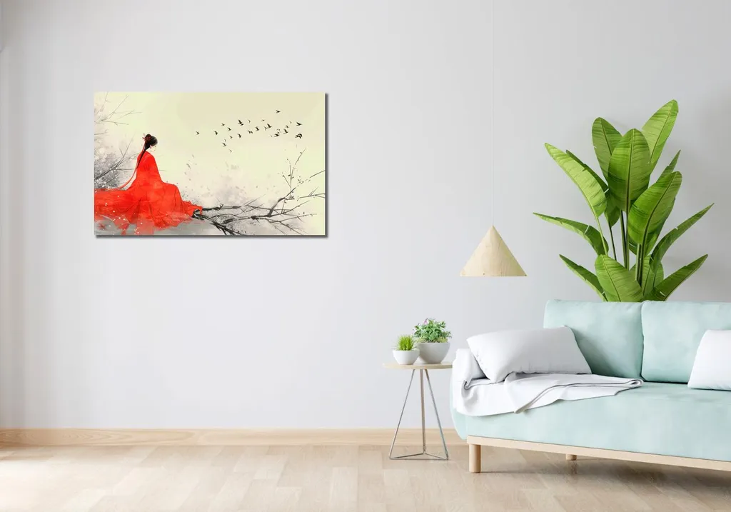 Tableau Image 100 x 60 cm Diva sur une branche - Décoration murale chic