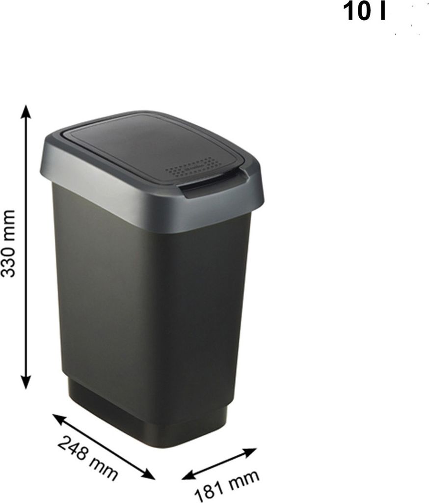 Rotho Abfalleimer 10 L Twist - Swingeimer 24,8 x 18,1 x Produktbild 4