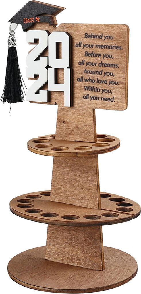 Geldhalter aus Holz für den Schulabschluss, Glückwunschkartenständer, Geldkuchen, mehrschichtiges Portemonnaie, Ornament 2024, Geschenk zum Schu...