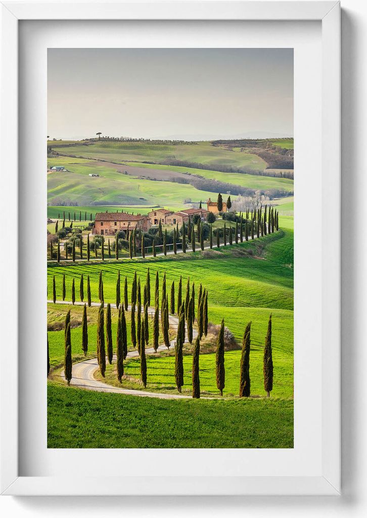 Landschaft, italienische Atmosphäre– Wandbild mit Rahmen – Gerahmtes Bild – Wanddekoration – 40x60 cm – Weiß