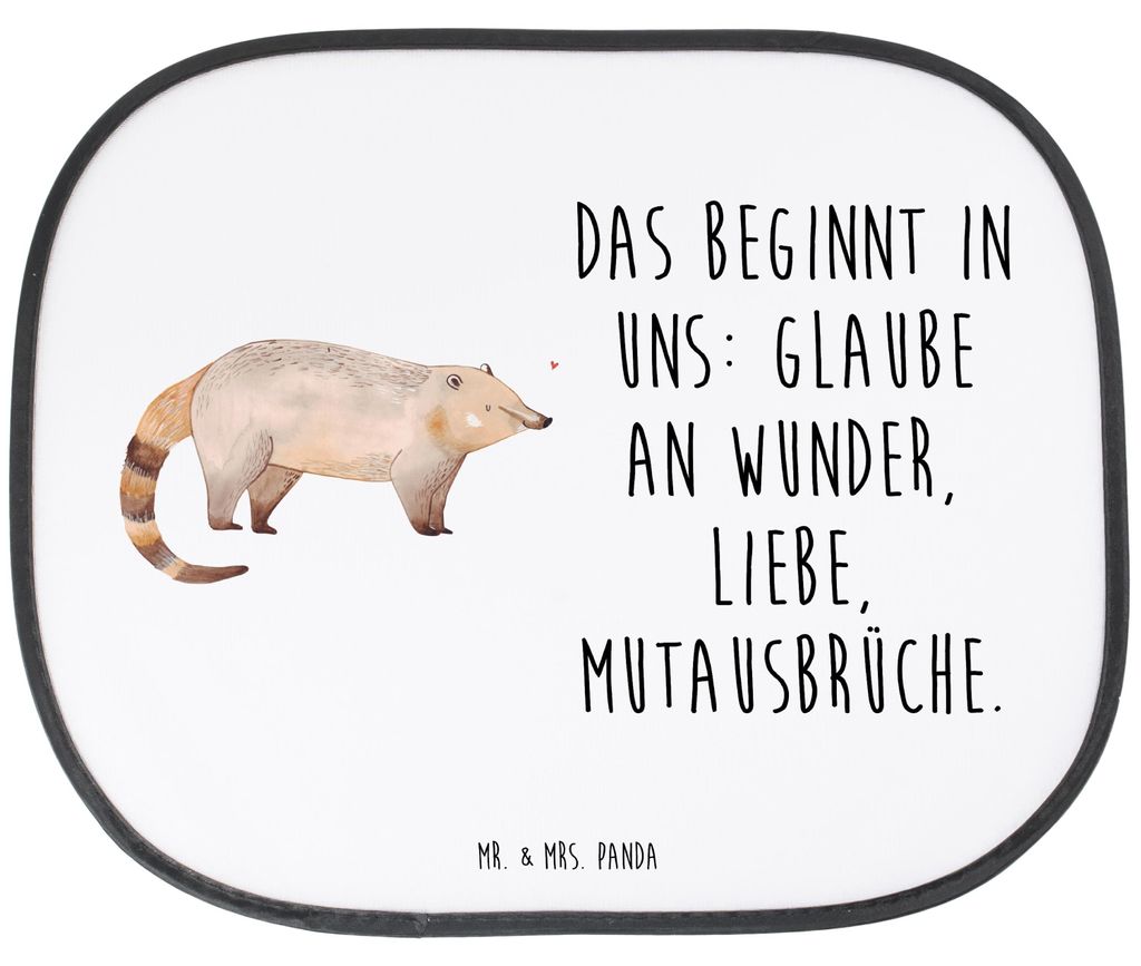 Mr. & Mrs. Panda Sonnenschutz Auto Nasenbaer - Weiß - Geschenk, für, Nasenbär, Rüsselbär, Sonnenblende, saugnapf, Bär, blendschutz, Lustige S...
