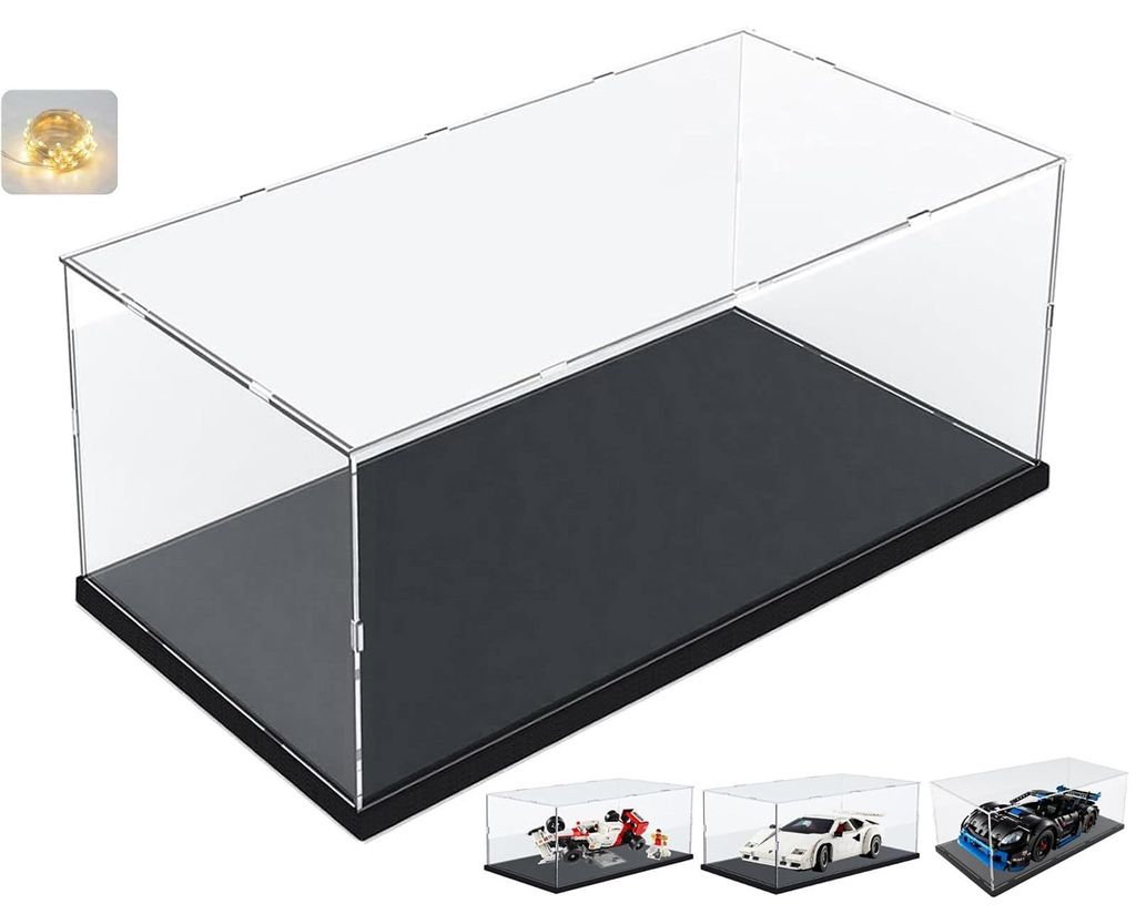 Transparente Acryl Vitrine mit Schwarzem Sockel 40x20x20cm Produktbild 