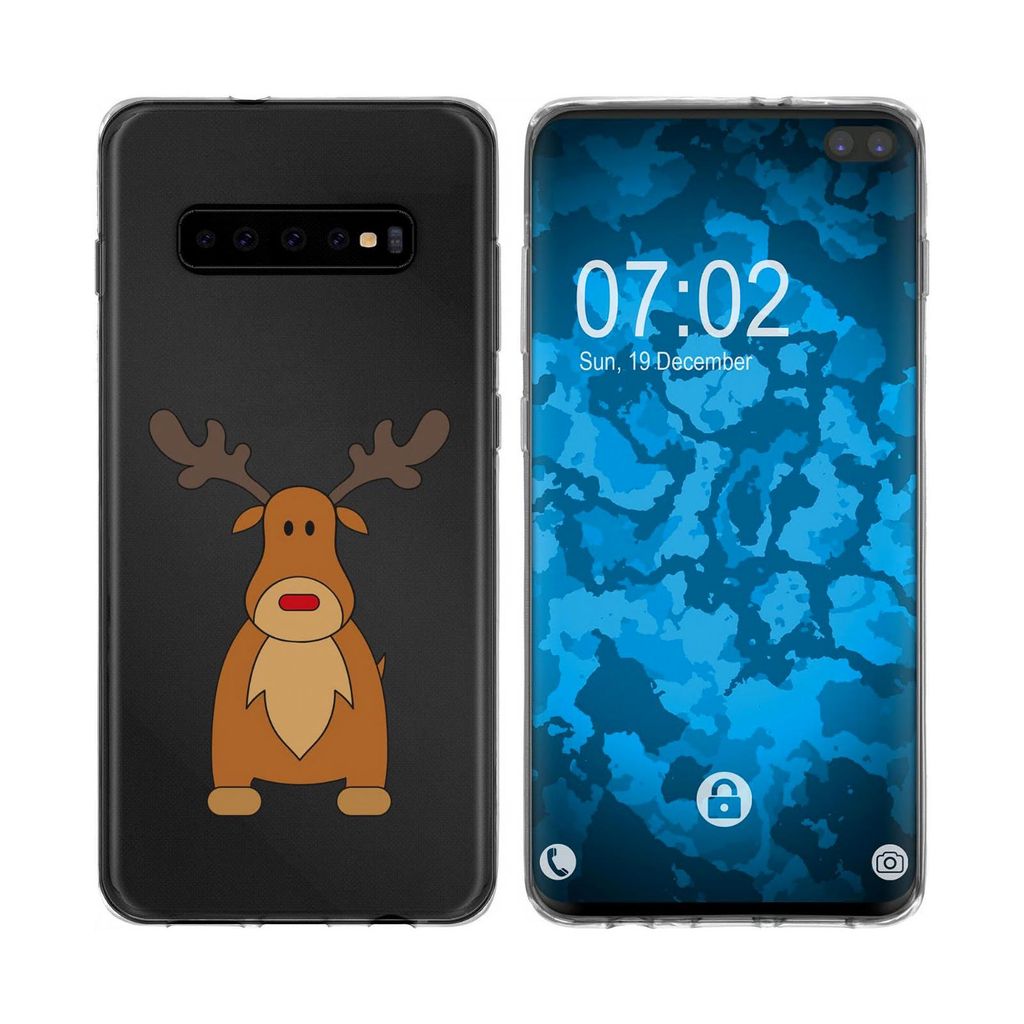 PhoneNatic Case kompatibel mit Samsung Galaxy S10 Plus Silikon-Hülle X Mas Weihnachten Rentier M3