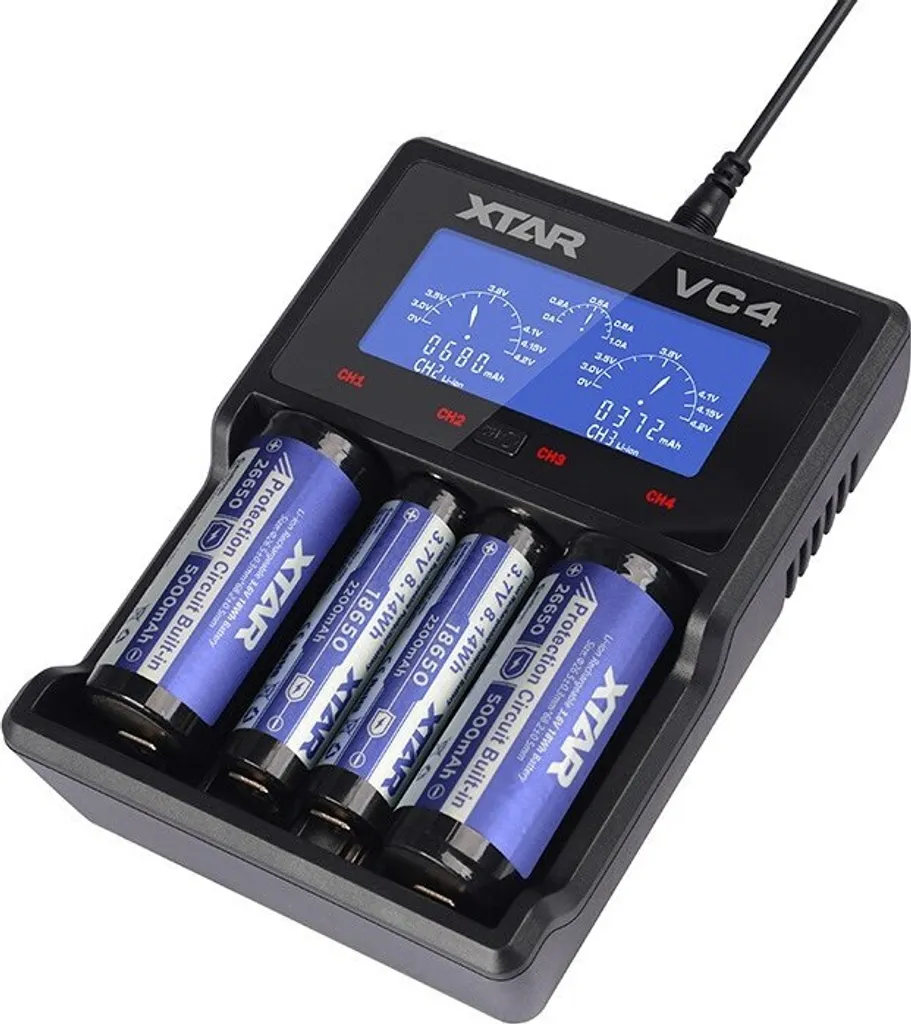 Chargeur Accu XTAR VC4 à 4 Slots avec Écran LCD et Alimentation USB Rapide - 5
