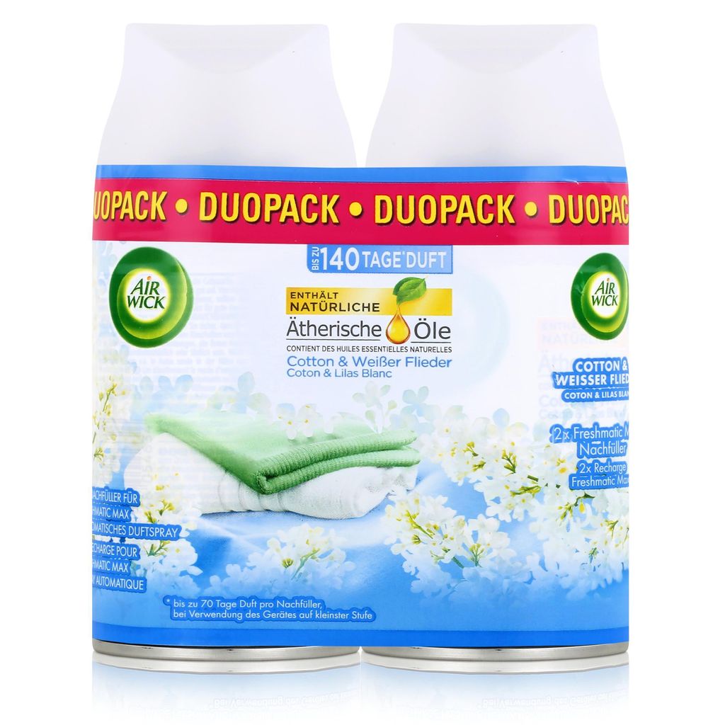 Air Wick Freshmatic Max Duopack Baumwolle & Weißer Flieder je 250ml (1er Pack)