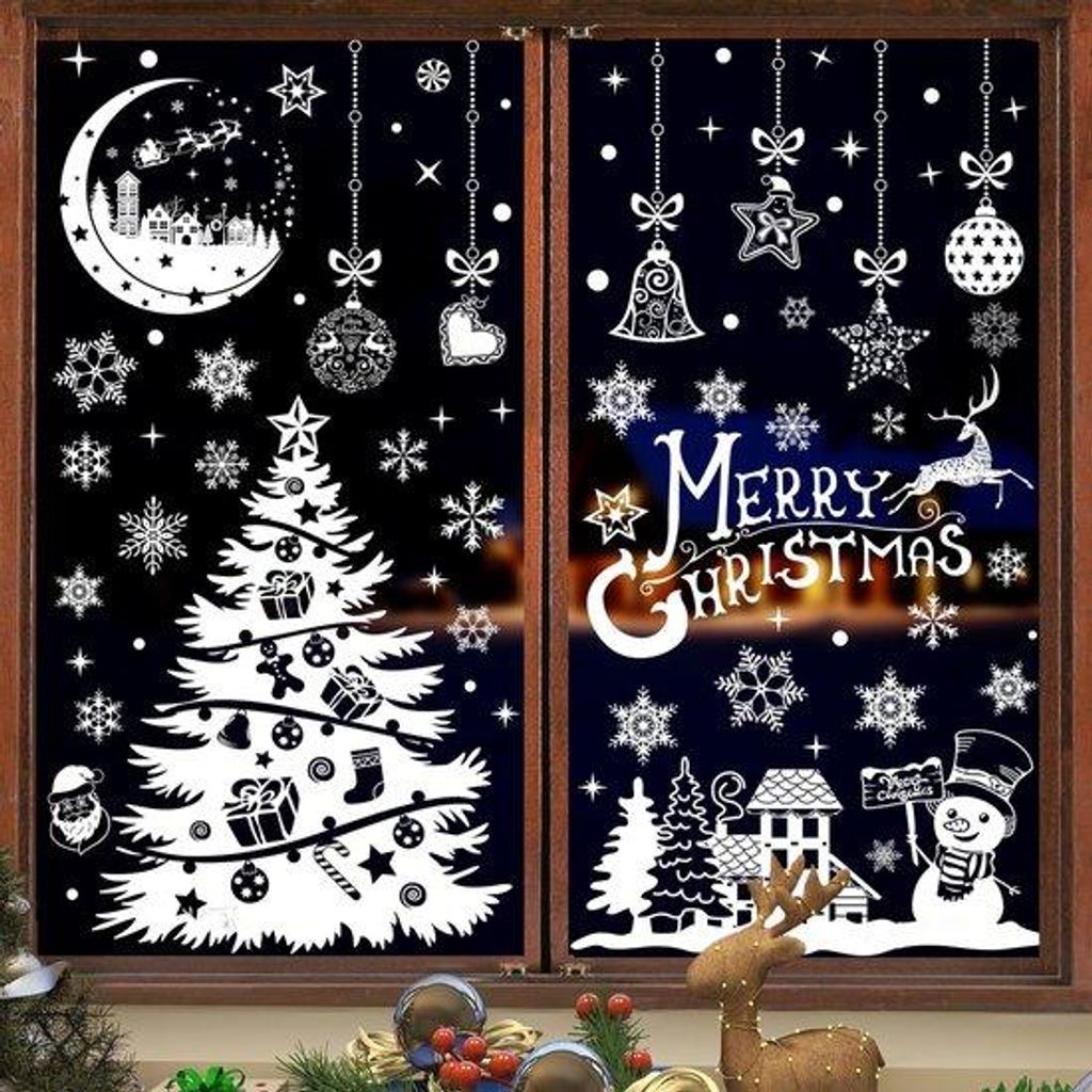 Winterliche Schneeflocken Sticker Set 2024, Selbstklebend, Handgemacht, Weihnachtsdekoration für Fenster