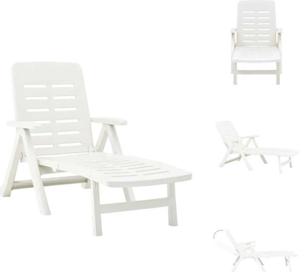 Chaise longue blanche pliable et résistante aux UV pour l'extérieur