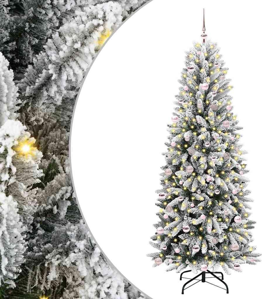 vidaXL Künstlicher Weihnachtsbaum mit 300 LEDs mit Ständer Weiß 240 cm