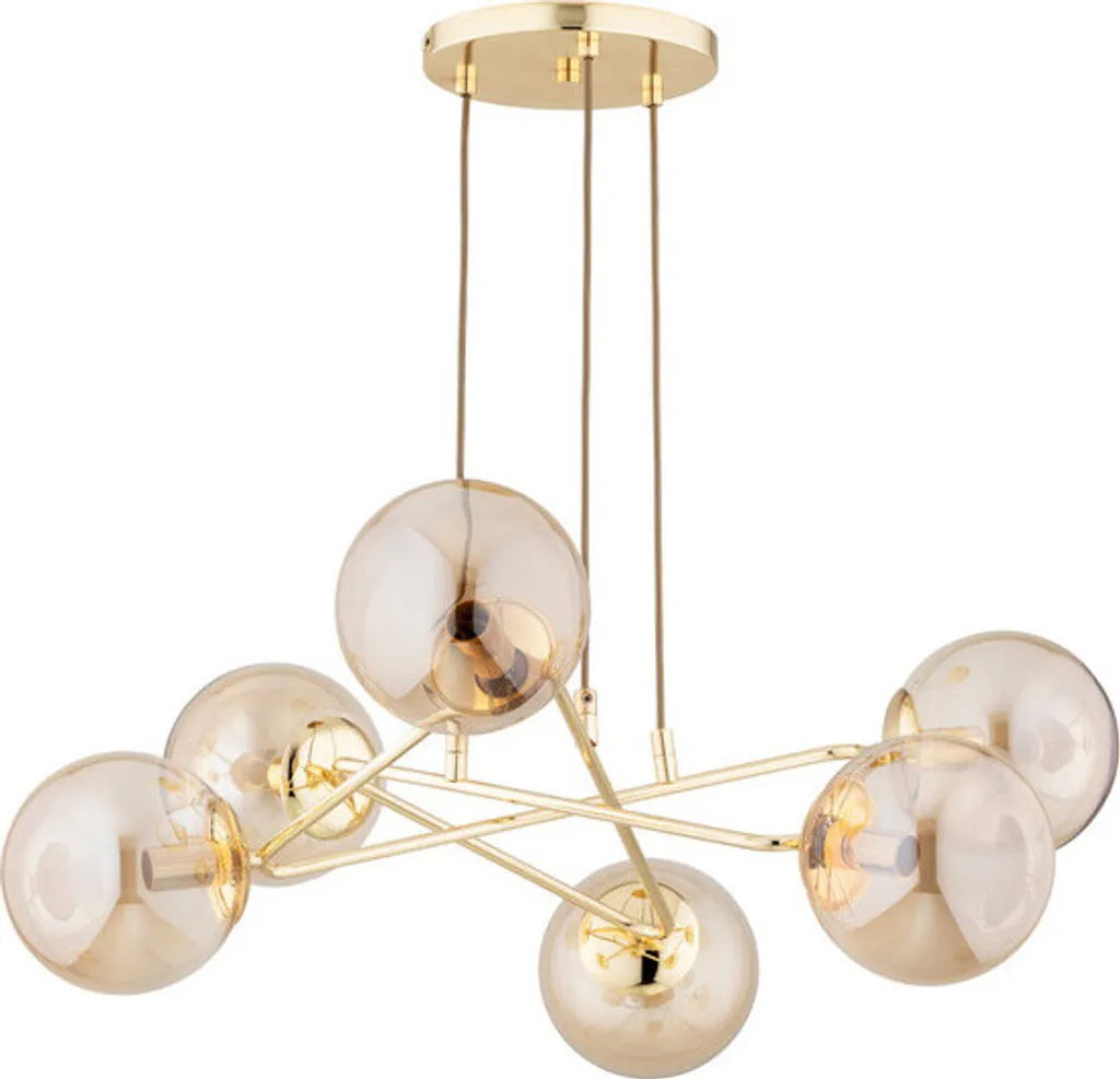 Plafonnier lustre doré de style classique TRISTAN 6 bras en métal Alfa