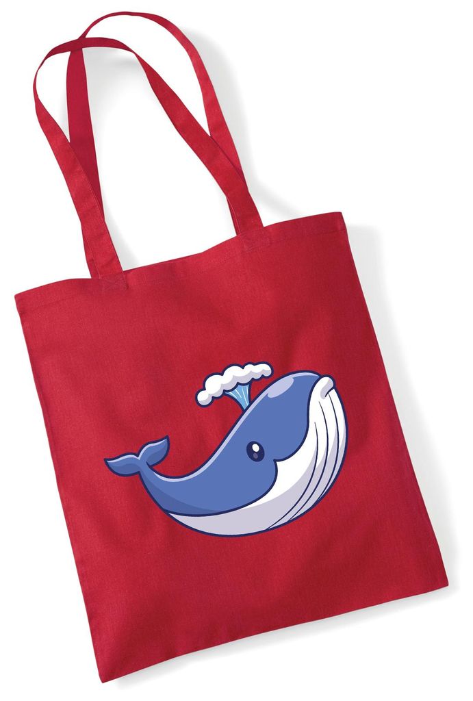 Huuraa Jutebeutel Blauwal Comic 10 Liter Classic Red Baumwolle Tasche Geschenkidee