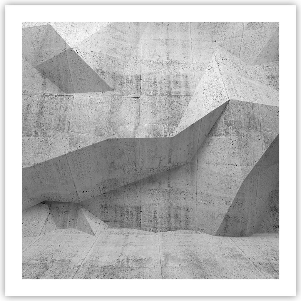 Poster - Poster ohne Rahmen - Beton Wand Grau - 60x60 cm - Wand Bild - Wanddeko - Wandbilder - Kunstposter - Wandposter - Bilder - Kunstdruck - Wan...
