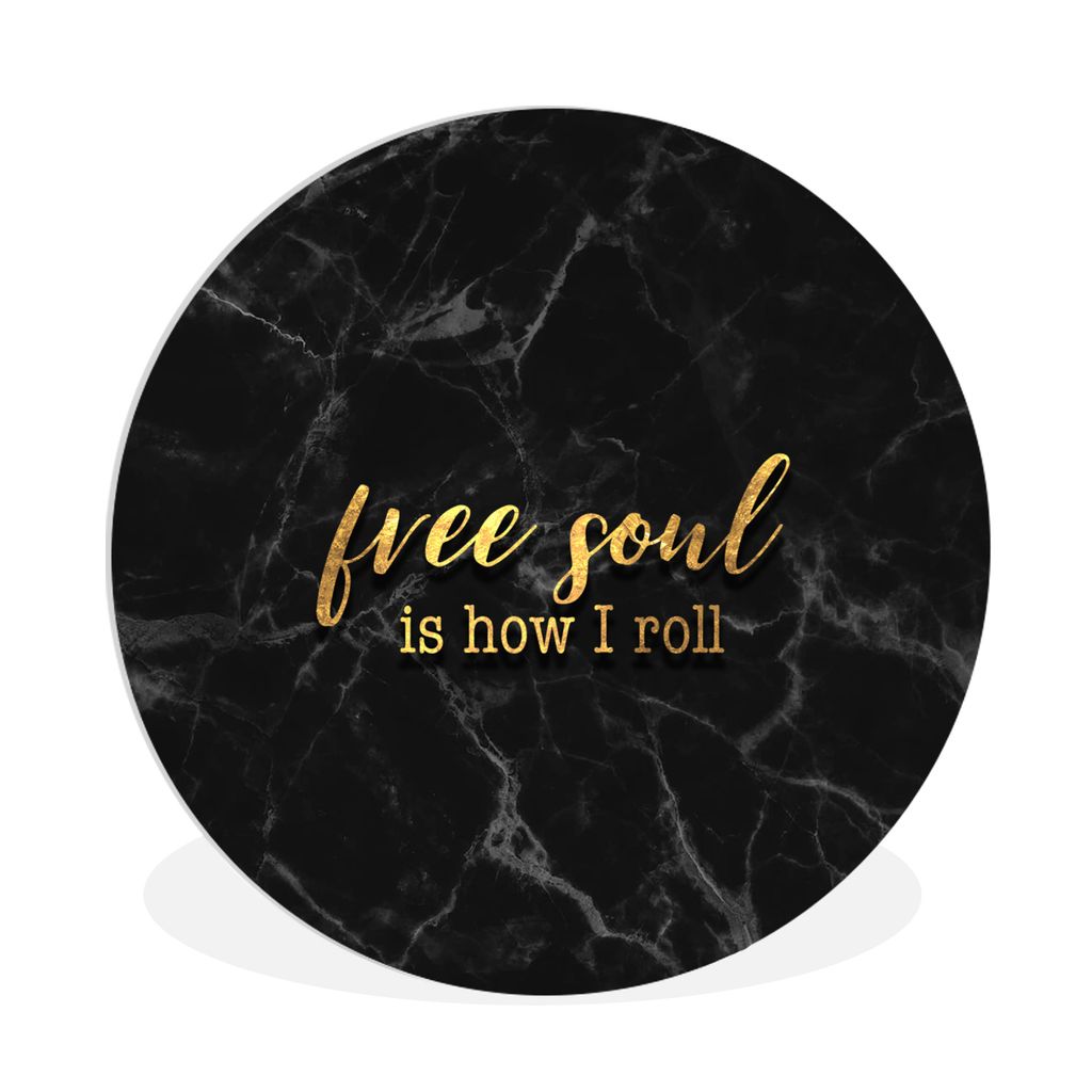MuchoWow Rundes Wandbild - Runde Bilder Angebot - Frei - Gold - Marmor Ø 90 cm Kreis Wanddekoration Kunststoff - Wandkreis - Wandschmuck - Wand-...