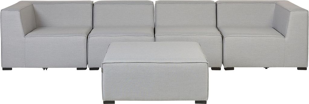 BELIANI Lounge Set Hellgrau Stoffbezug Modular 4-teilig Linksseitig Ecksofa mit Ottomane Outdoor u. Indoor für 4 Personen Garten Terrasse Winterga...