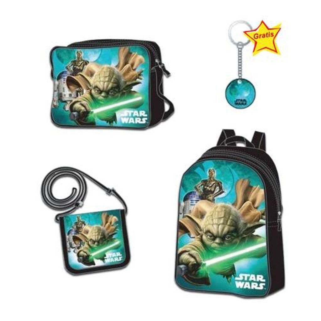 Disney Set Kinderrucksack + Umhängetasche + Brustbeutel Star Wars schwarz