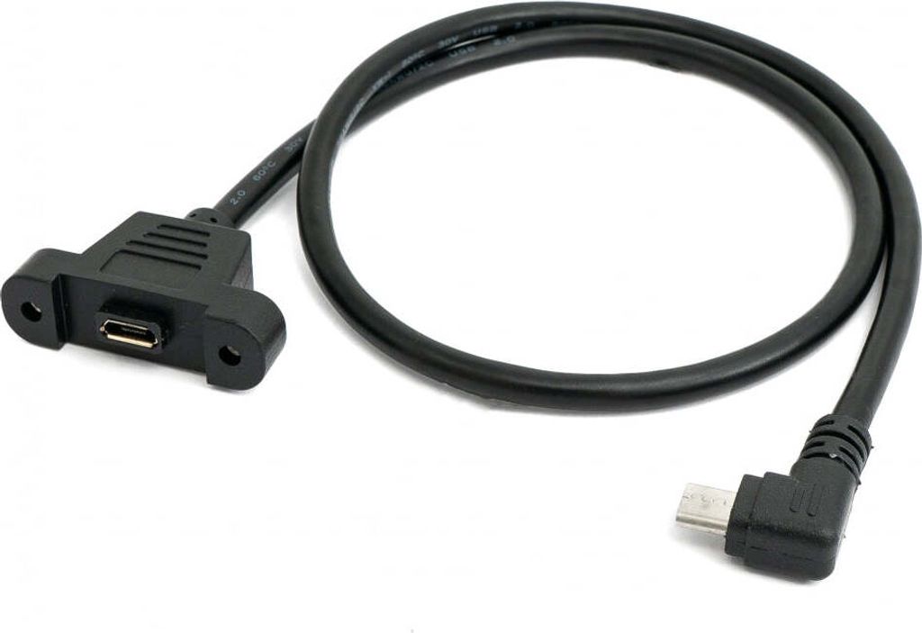 SYSTEM-S USB 2.0 Kabel 30 cm Micro B Buchse zu Stecker Schraube Winkel Panel Mount