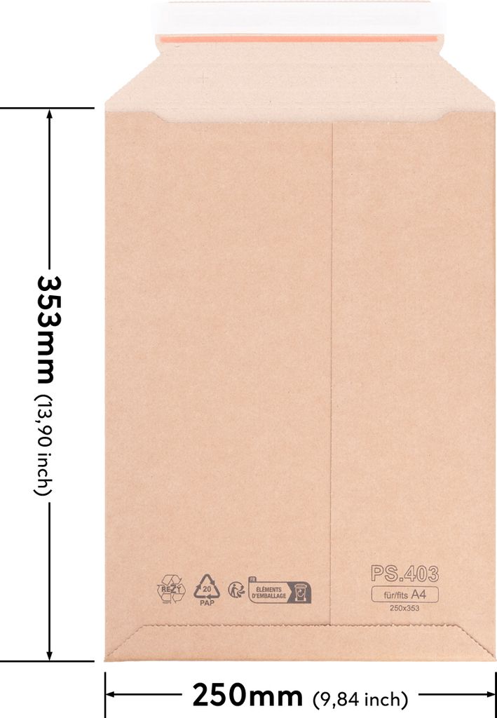 100 Wellpappversandtaschen 250 x 353 mm für A4 Produktbild 2