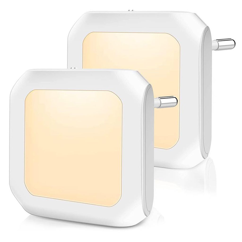 2 Stück LED Nachtlicht Steckdose mit Lichtsensor Warmweiß für Flur, Schlafzimmer, Kinderzimmer, Küche, Treppe