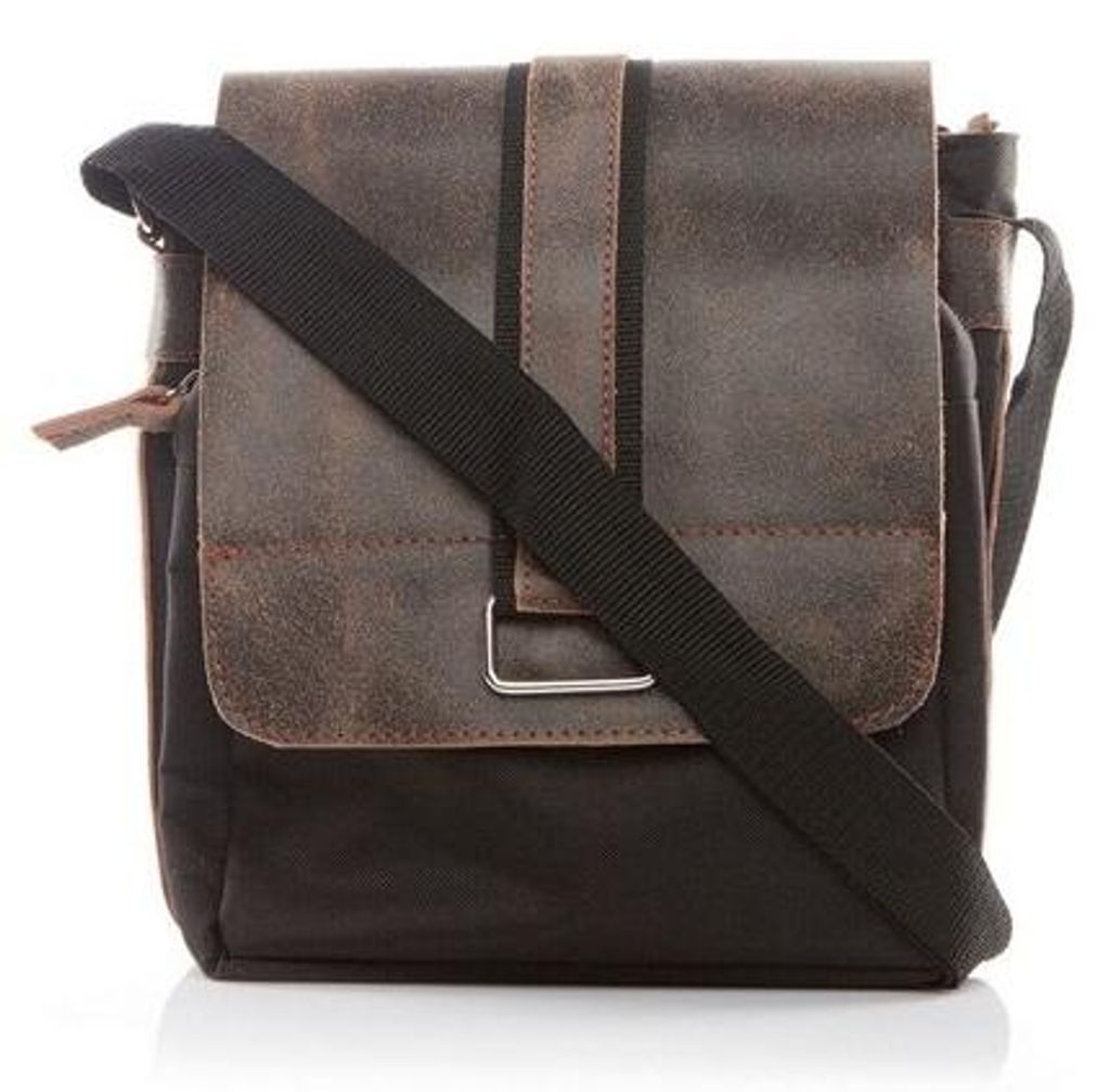 Beigefarbene Herren-Umhängetasche aus Vintage-Leder BV15