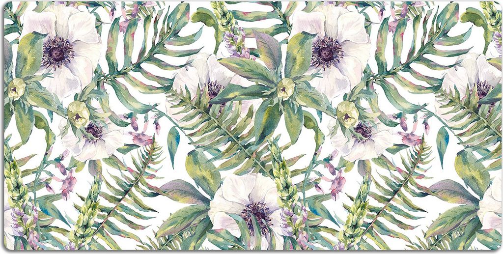 Schreibtischmatte Tischunterlage 100x50 cm Mauspad - weiße Blumen