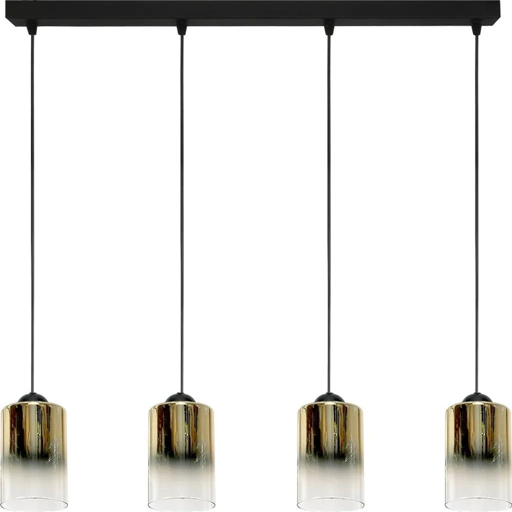 Lampadario Sospensione Nero Oro Fiord 15-531 | Vetro Trasparente Elegante