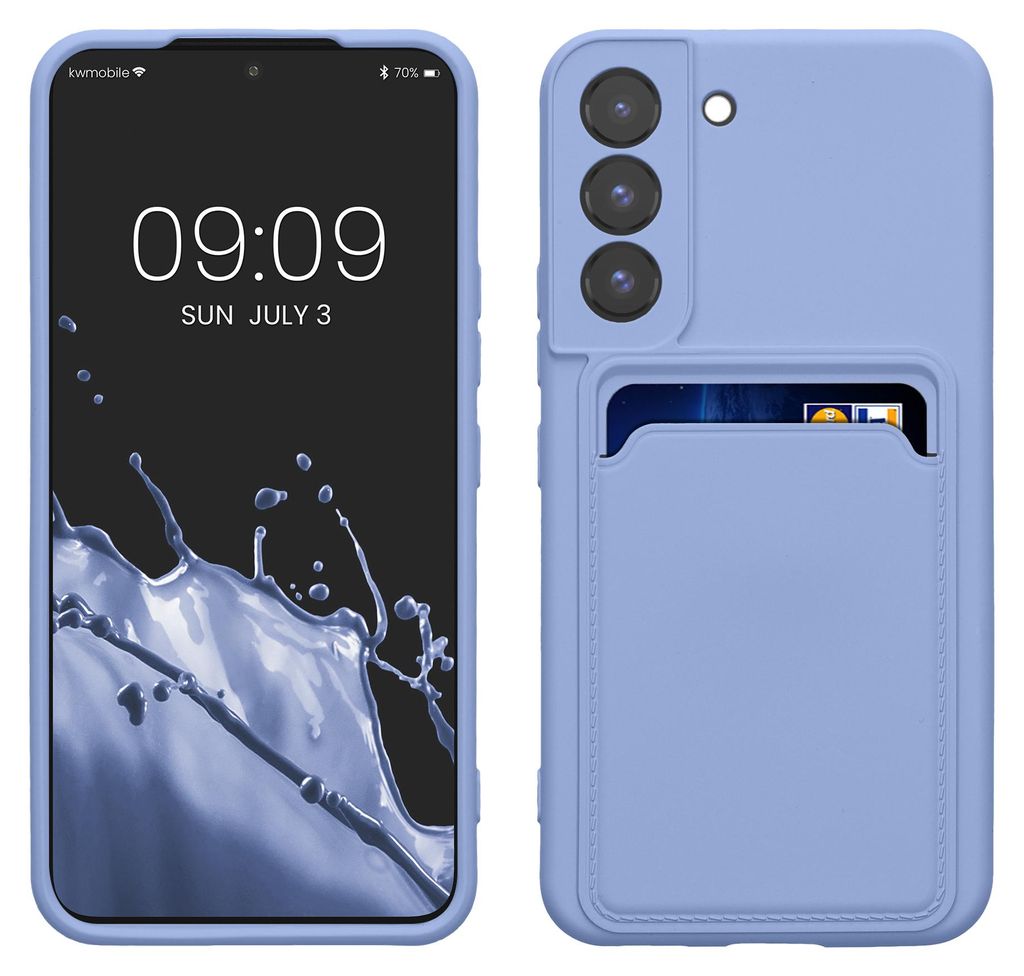 kwmobile Handyhülle für Samsung Galaxy S22 Hülle mit Kartenfach - TPU Case - Kabelloses Laden - Schutzhülle Cover in Lavendel