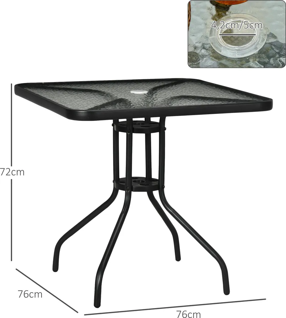 Table d'extérieur robuste avec trou parasol et pieds antidérapants - 3