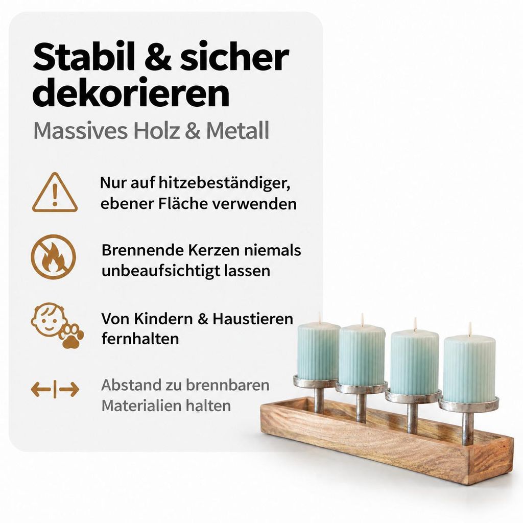Adventskranz Holz Advent Kerzenhalter länglich modern