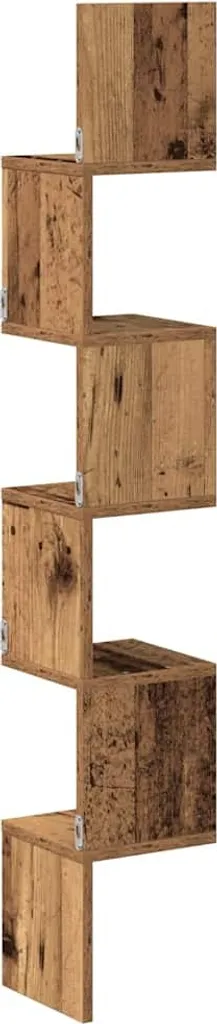 SYFAX™ Mensola Angolare Legno Antico - Risparmia Spazio con Stile - 5