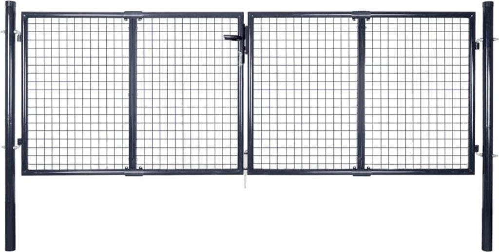 The Living Store Mesh-Gartentor Verzinkter Stahl 289 x 75 cm Grau