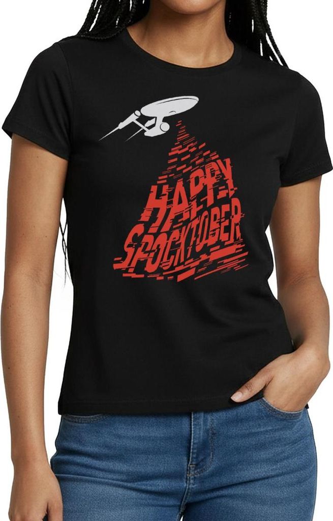 Spreadshirt Star Trek Halloween Happy Spocktober Frauen T-Shirt, XXL, Schwarz