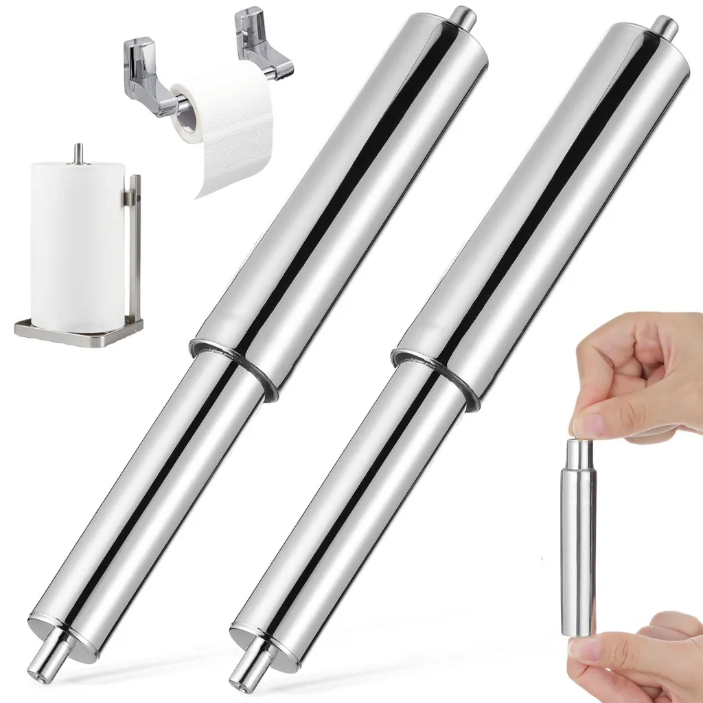 Porte-rouleau de rechange télescopique en inox chromé pour WC - Lot de 2