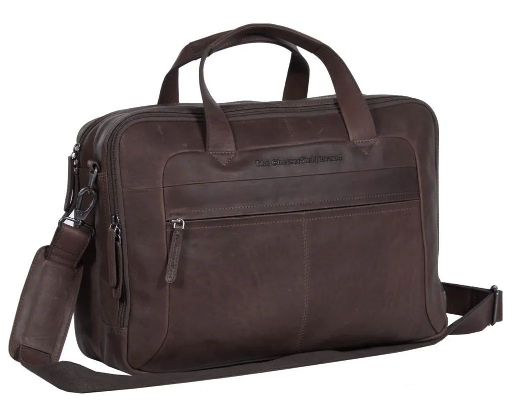 Sac d'ordinateur portable Ryan en cuir de haute qualité brun cognac