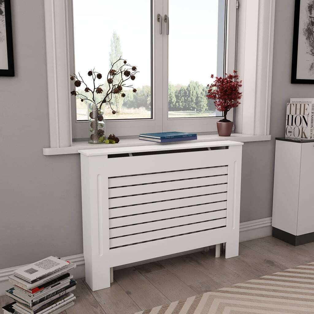 Copriradiatore, bianco 112x19x81,5 cm, MDF Immagine del prodotto 