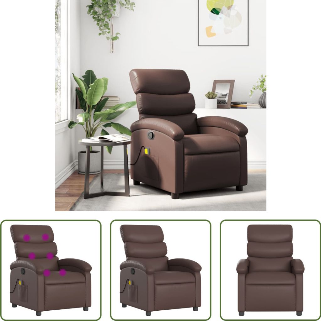 The Living Store Massagesessel Braun Kunstleder