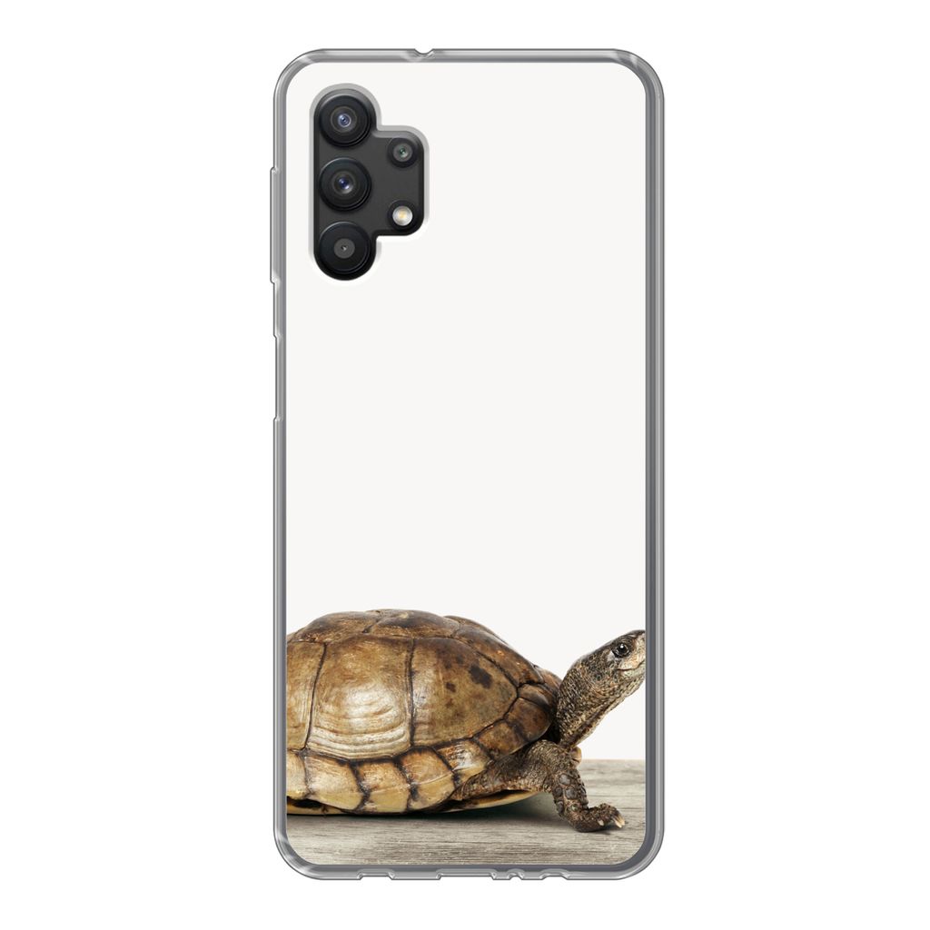MuchoWow Handyhülle Schutzhülle Hülle für Samsung Galaxy A32 5G Schildkröte - Junge - Tiere - Kinder - Mädchen Silikon Softcase Handy Hüll...