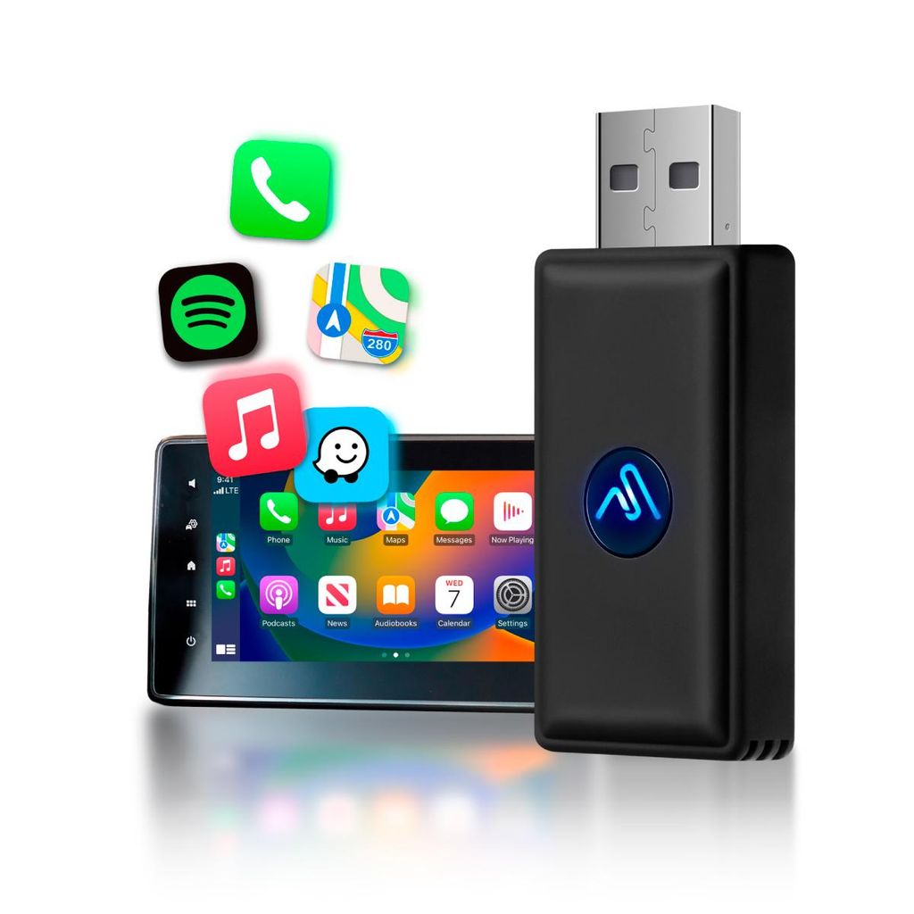 AutoSky Wireless CarPlay Adapter – Micro Edition, Mattschwarz, Plug & Play